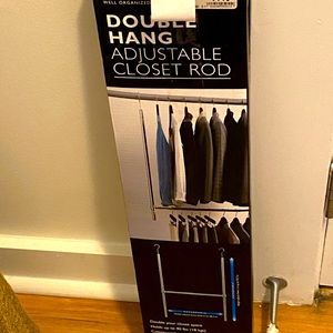 Double hang, adjustable closet rod. Closet expanders Closet organizer.